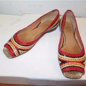 NEBULONI RED,TAN,BLACK LEATHER STRAW  SHOE 36/6